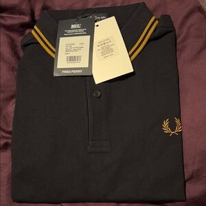 Fred Perry Polo in Black with Caramel Details